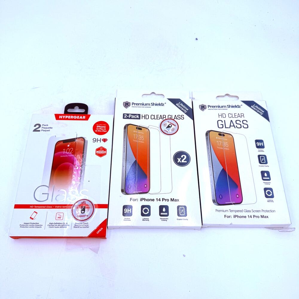Set of 5 NEW Tempered Glass Iphone 14 Pro Max Screen Protection